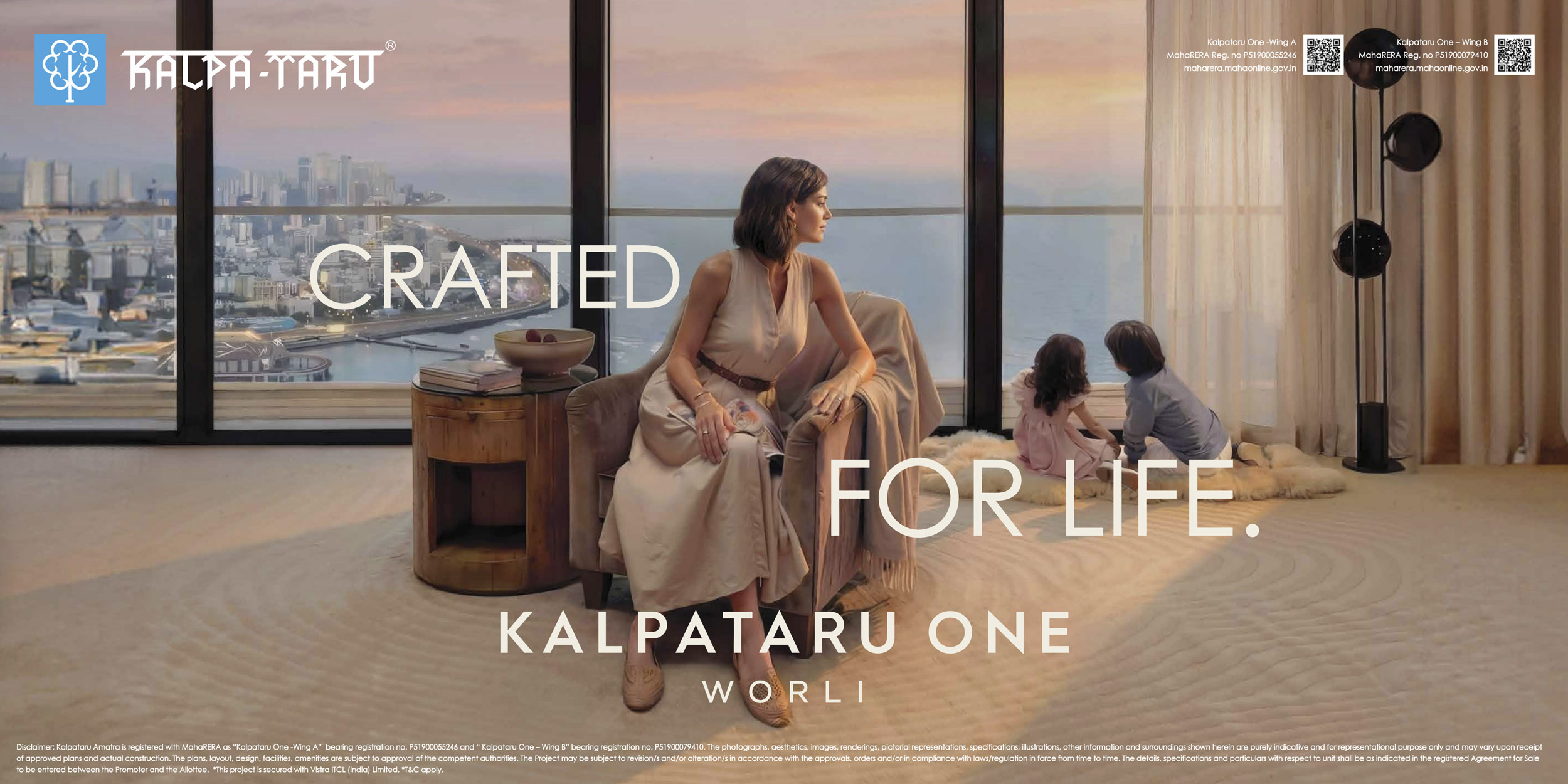 Kalpataru One campaign visual featuring a family inside the residence
